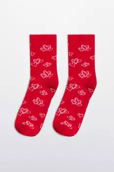 Носки высокие хлопковые с рисунком