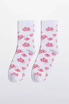 Носки высокие хлопковые с рисунком