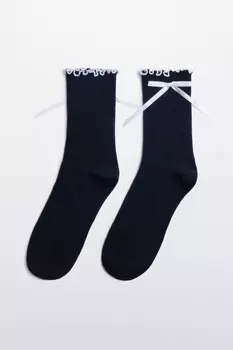 Носки с оборками и атласными бантиками