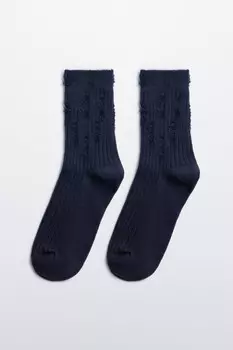 Носки высокие рваные в рубчик