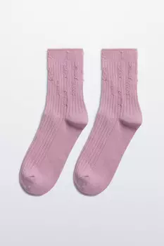 Носки высокие рваные в рубчик