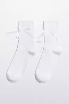 Носки высокие с атласными бантиками