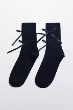 Носки высокие с атласными бантиками