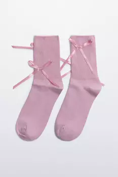 Носки высокие с атласными бантиками
