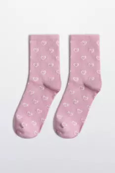 Носки высокие в сердечко