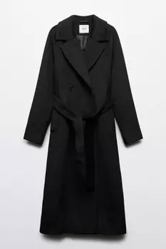 Пальто длинное драповое с поясом
