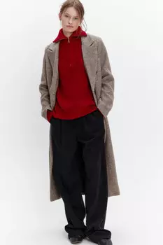 Пальто двубортное драповое с шерстью