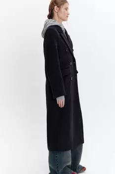 Пальто двубортное драповое с шерстью