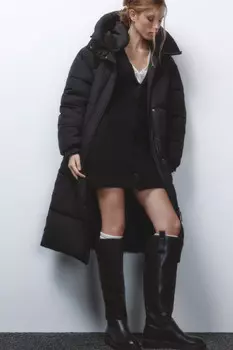 Пальто стеганое с утепленным капюшоном