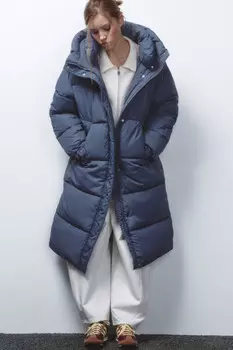 Пальто стеганое с утепленным капюшоном