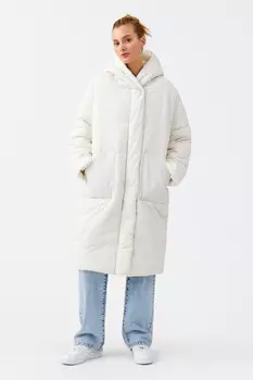 Пальто стеганое утепленное с капюшоном