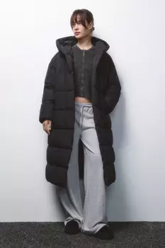 Пальто стеганое утепленное с капюшоном