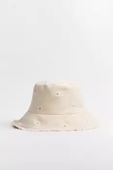 Панама широкая с цветочной вышивкой