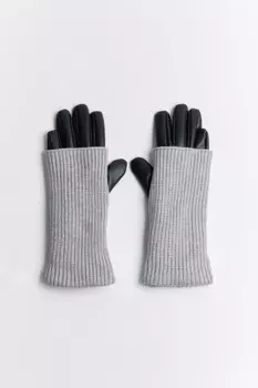 Перчатки из искусственной кожи с вязаными митенками