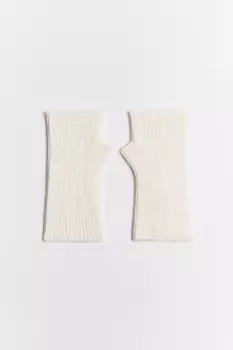 Перчатки-митенки вязаные в рубчик