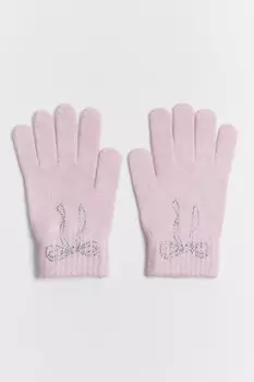Перчатки трикотажные с принтом из страз