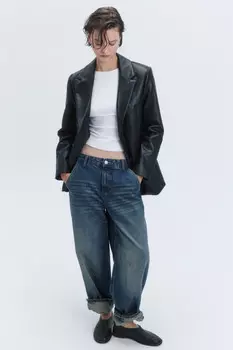 Пиджак однобортный из искусственной кожи