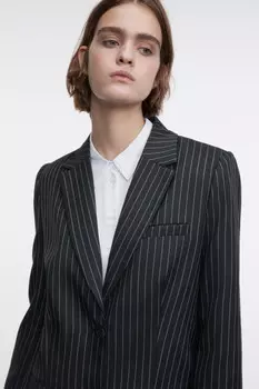 Пиджак прямой однобортный с принтом в полоску