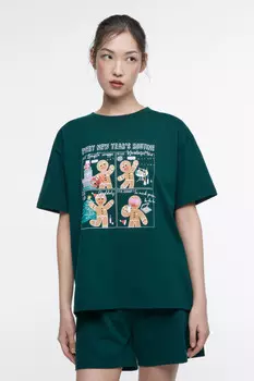 Пижама новогодняя с футболкой и шортами