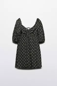 Платье baby-doll ажурное с вышивкой