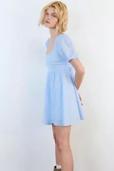 Платье baby-doll мини с коротким рукавом