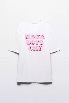 Платье-футболка домашнее хлопковое с принтом