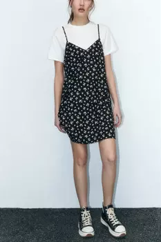 Платье-футболка с сарафаном на бретельках