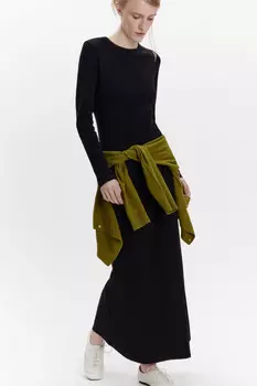 Платье-футляр макси из хлопкового трикотажа