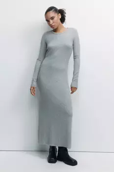 Платье-футляр макси облегающее с длинными рукавами