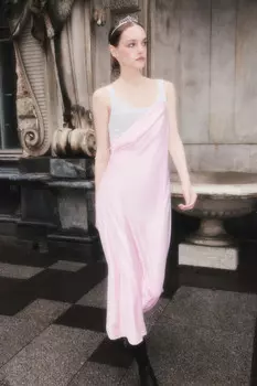 Платье-комбинация макси атласное