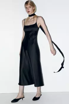 Платье-комбинация миди атласное