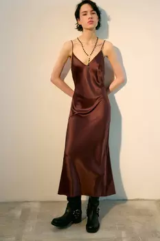 Платье-комбинация миди атласное