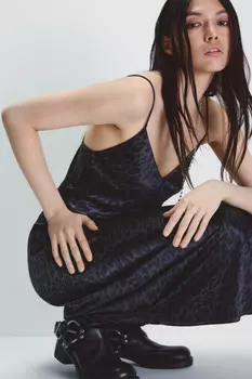 Платье-комбинация миди атласное