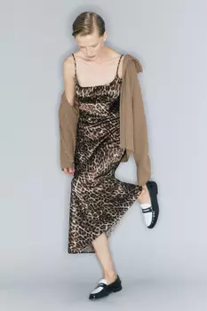 Платье-комбинация миди атласное на бретельках