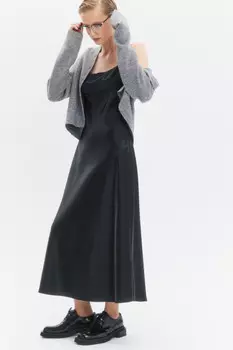 Платье-комбинация миди атласное на бретельках