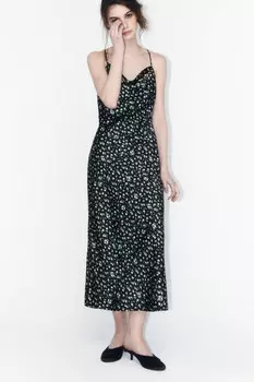 Платье-комбинация миди с цветочным принтом