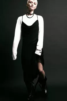 Платье-комбинация миди шифоновое со стразами