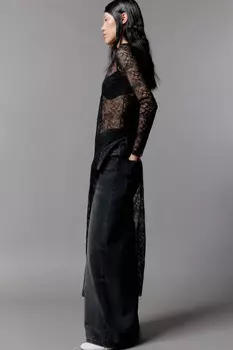 Платье макси кружевное с длинными рукавами