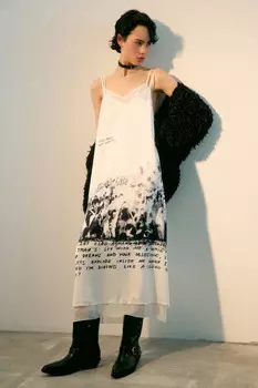 Платье миди двуслойное с принтом