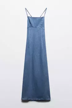 Платье миди джинсовое с вырезом на спине