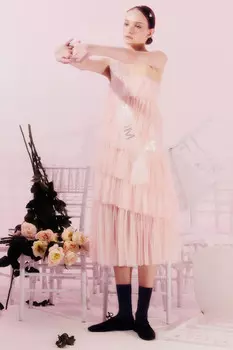 Платье миди многоярусное из сетки