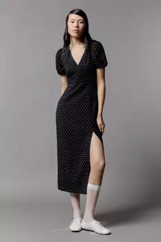 Платье миди приталенное с разрезом