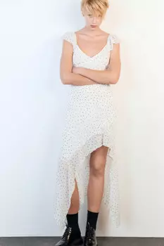 Платье миди шифоновое с асимметричной юбкой