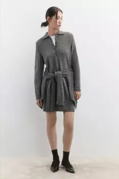 Платье миди вязаное с воротником-поло