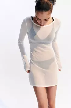 Платье мини пляжное из вискозы