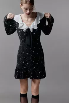 Платье мини с воланами и воротничком