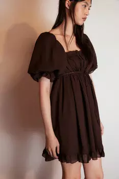 Платье мини шифоновое с оборками