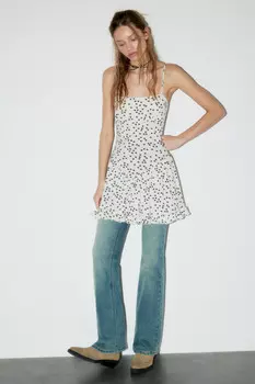 Платье мини трикотажное на бретельках