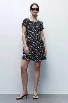 Платье мини вискозное с оборками