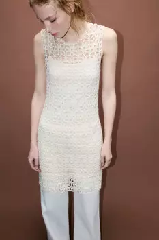 Платье мини вязаное ажурное